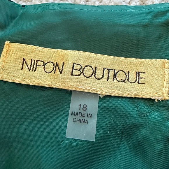 Nipon Boutique Dress Womens 18 Green Houndstooth Sheath Pencil Career Business - Picture 5 of 11